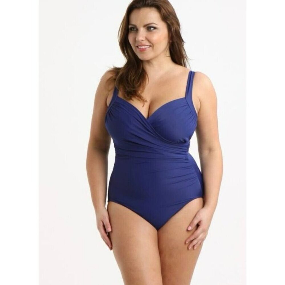 Miraclesuit Sanibel One Piece Swimsuit Navy Blue Size XL